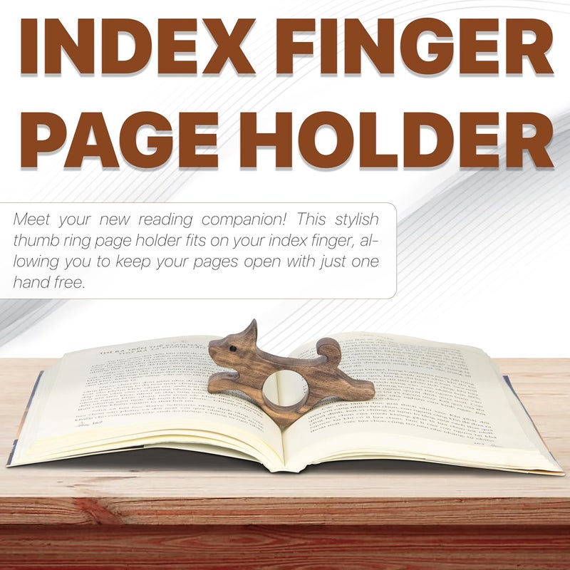 WACANTIC Walnut Dog Book Page Holder - Smooth Finish Wood for Reading, Ideal Reader Gifts for Book Lovers & Literary Women (Large) - Image 5